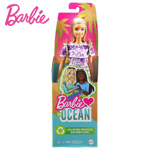 Barbie Love the Ocean Friends muñeca rubia vestido flores violeta-(2)