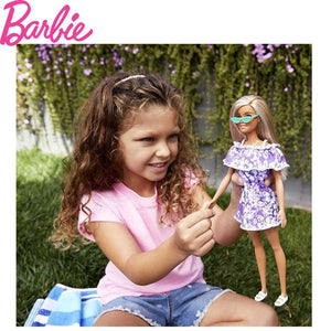 Barbie Love the Ocean Friends muñeca rubia vestido flores violeta-(1)