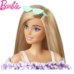 Barbie Love the Ocean Friends muñeca rubia vestido flores violeta-(3)