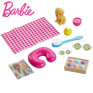 Barbie spa muñeca rubia con perrito bienestar (GJG55)-