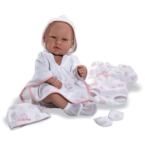 Muñeco artesanal bebé real baby elegance ARIAS con albornoz