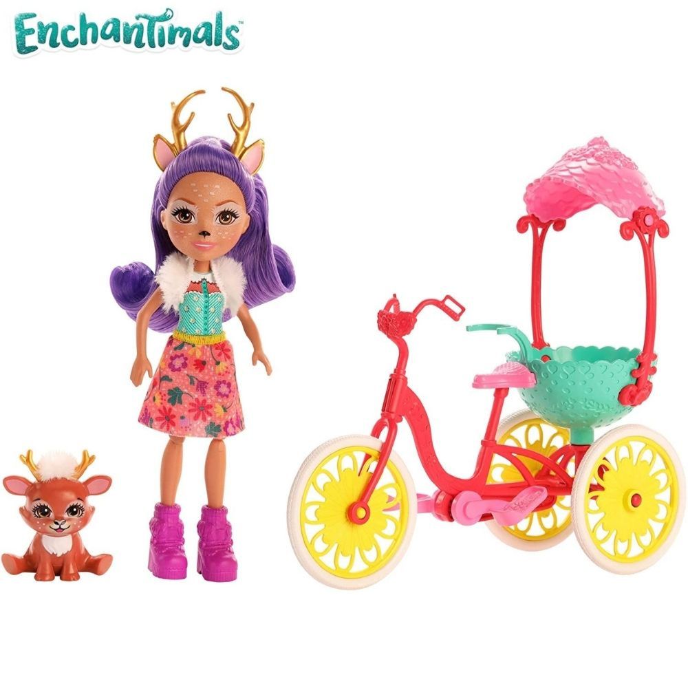 Enchantimals bicicleta de paseo muñeca Danessa Deer y ciervo Sprint (GJX30)