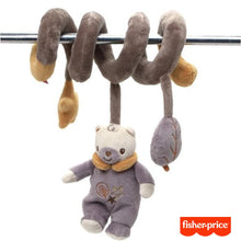 Cargar imagen en el visor de la galería, Espiral juguete bebe con oso de peluche y sonajero Fisher Price 32 cm
