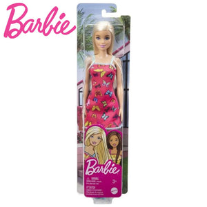 Barbie rubia vestido mariposas rosa zapatos azules muñeca Chic-(1)