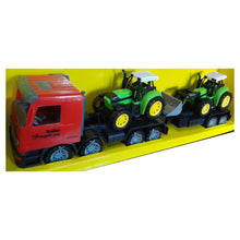 Cargar imagen en el visor de la galería, Camión trailer transporte 2 tractores de juguete-(1)
