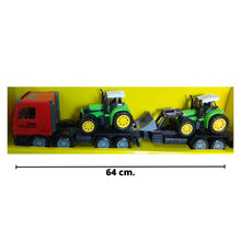 Cargar imagen en el visor de la galería, Camión trailer transporte 2 tractores de juguete
