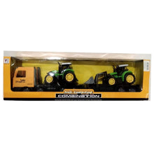 Cargar imagen en el visor de la galería, Camión trailer transporte 2 tractores de juguete-
