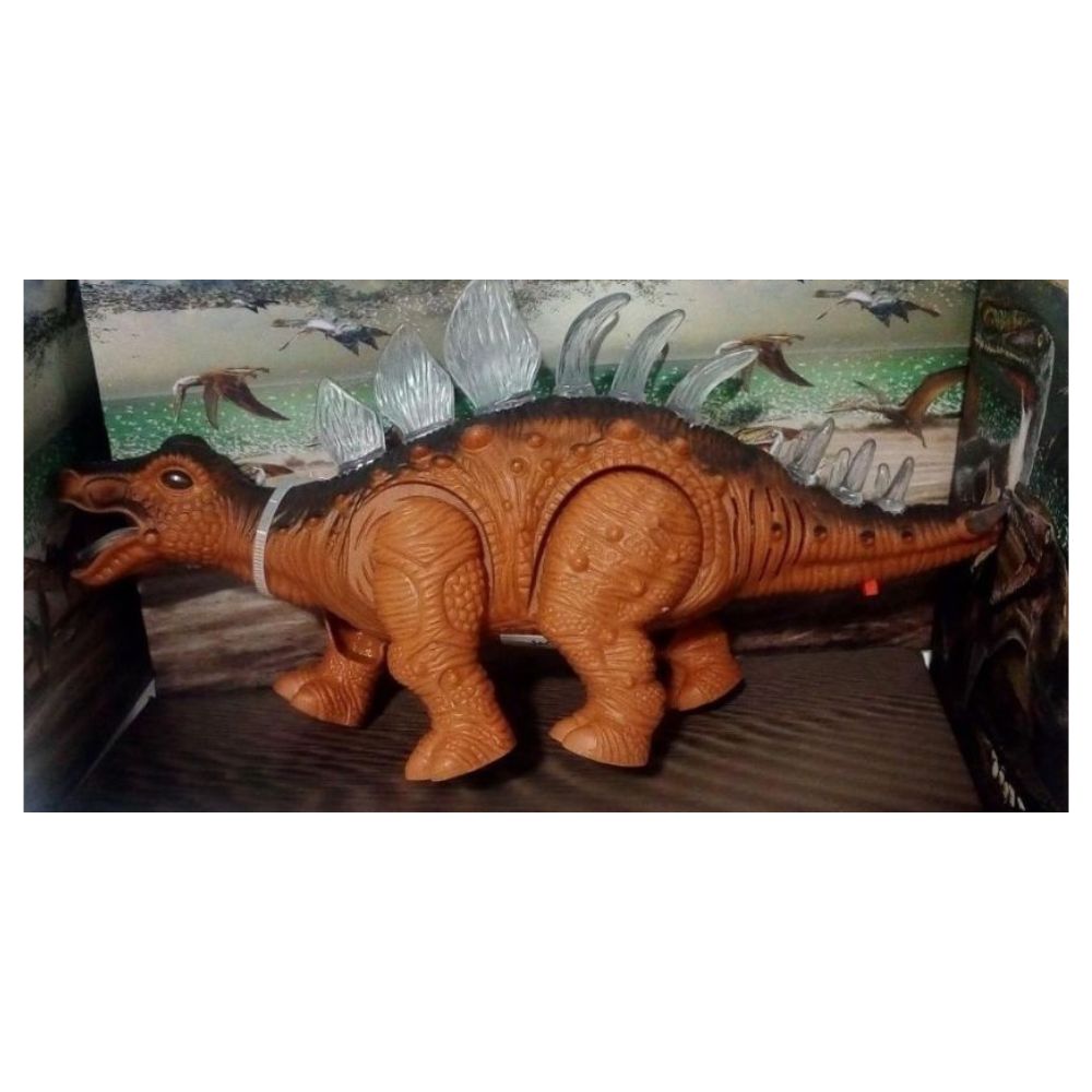Dinosaurio de juguete que camina y ruge marrón