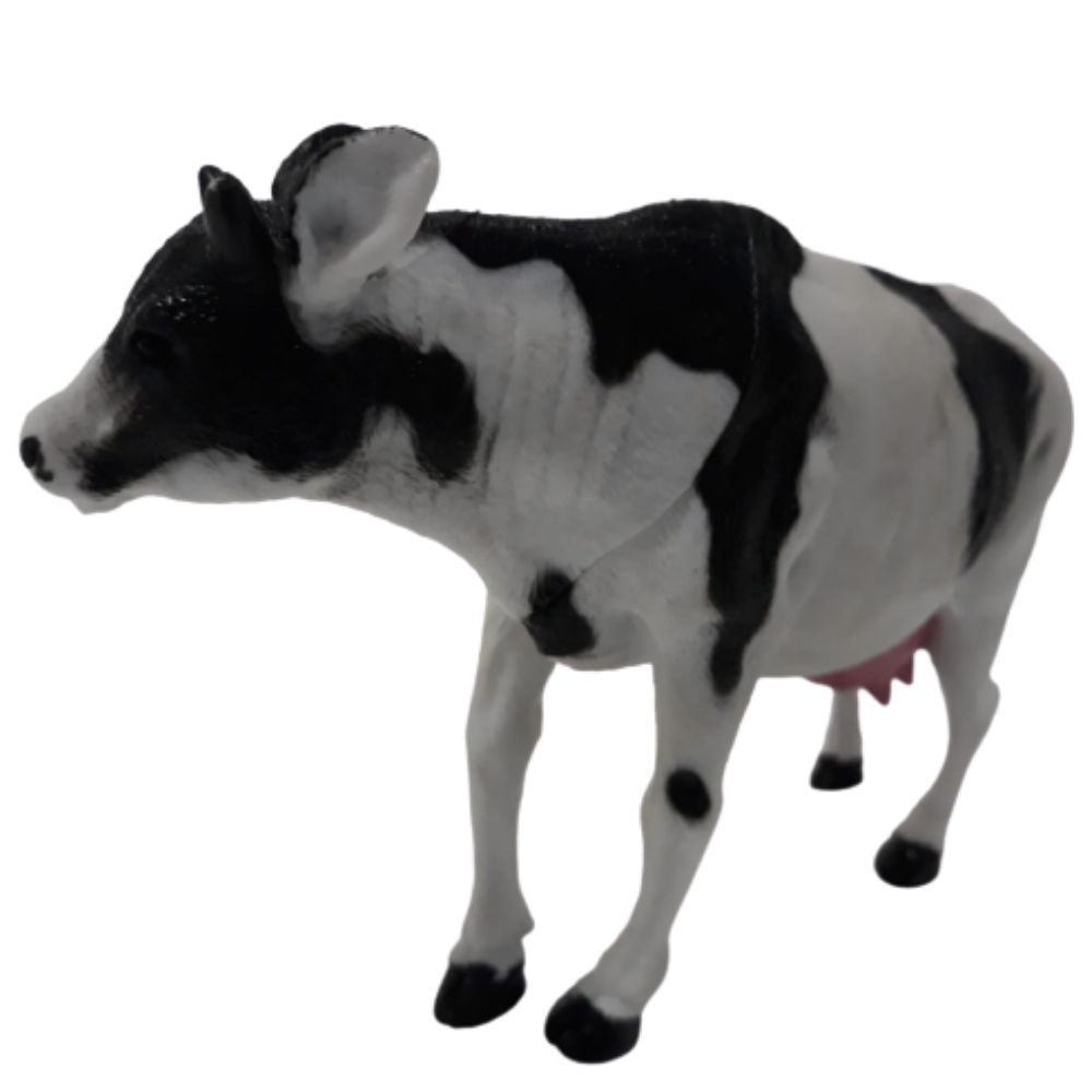 Figura vaca frisona blanca y negra de juguete 21 cm