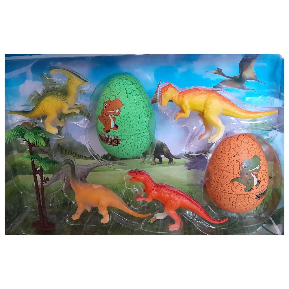 Figuras de dinosaurios con huevos de crías de juguete