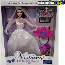 Cargar imagen en el visor de la galería, muñeca vestida de novia con accesorios
