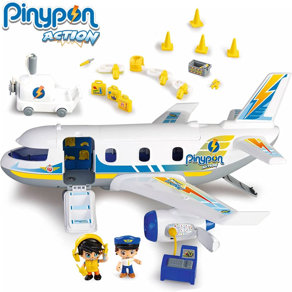 Pinypon Action emergencia en el avión con figura piloto
