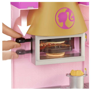 Barbie restaurante con muñeca rubia y cocina de juguete-(4)