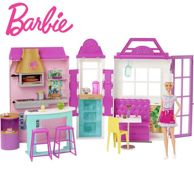 Barbie restaurante con muñeca rubia y cocina de juguete